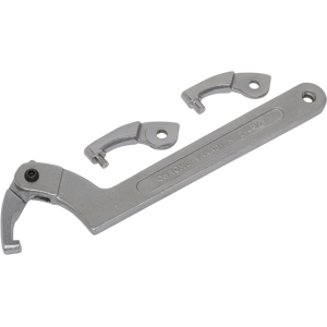 Adjustable C Spanner - Hook & Pin Wrench Set 4pc 51-121mm - Sealey Smc2l New Adjustable C Spanner - Hook & Pin Wrench Set 4pc 51-121mm - Sealey Smc2l New