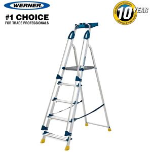 Werner 5 Tread Workstation Stepladder Aluminium Foldable, En131 Certified 2.77m Werner 5 Tread Workstation Stepladder Aluminium Foldable, En131 Certified 2.77m