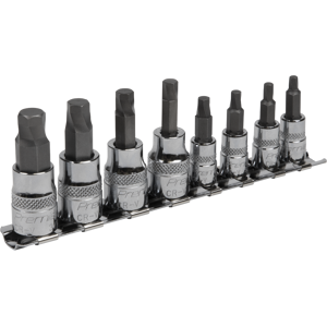 Hex Socket Bit Set Lock-On™ 8pc 1/4\" & 3/8\"Sq Drive - Imperial - Sealey Ak65602 Hex Socket Bit Set Lock-On™ 8pc 1/4\" & 3/8\"Sq Drive - Imperial - Sealey Ak65602