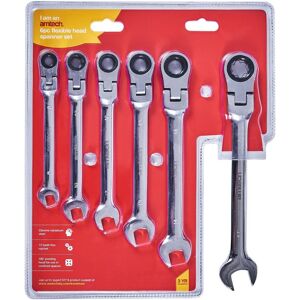 Amtech 6 Pc Flexible Head Gear Ring Ratchet Action Wrench Spanner Set 8-17mm 72 Tooth Amtech 6 Pc Flexible Head Gear Ring Ratchet Action Wrench Spanner Set 8-17mm 72 Tooth