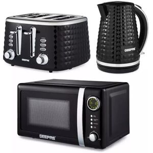 Geepas Digital 20l Microwave, Argyle 1.7l Kettle & 4 Slice Toaster Set Black Geepas Digital 20l Microwave, Argyle 1.7l Kettle & 4 Slice Toaster Set Black