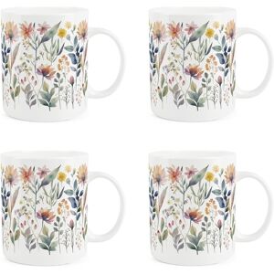 Purely Home Pastel Flowers Set Of 4 Bone China Mugs - Pretty Watercolour Floral Gifts Purely Home Pastel Flowers Set Of 4 Bone China Mugs - Pretty Watercolour Floral Gifts