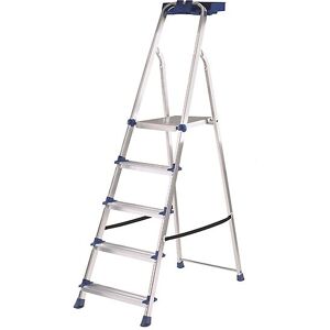 Werner 5 Tread Step Ladder Aluminium Steel 1.68m Trade Heavy Duty Pro Safe Rated Werner 5 Tread Step Ladder Aluminium Steel 1.68m Trade Heavy Duty Pro Safe Rated
