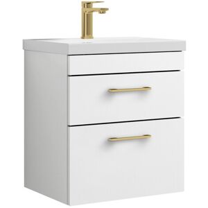 Balterley 2 Drawer Wall Hung Vanity Basin Unit Brushed Brass Handles 500mm Balterley 2 Drawer Wall Hung Vanity Basin Unit Brushed Brass Handles 500mm
