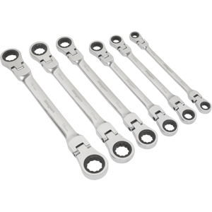 Flexi-Head Double End Ratchet Ring Spanner Set 6pc Metric - Sealey S0806 New Flexi-Head Double End Ratchet Ring Spanner Set 6pc Metric - Sealey S0806 New