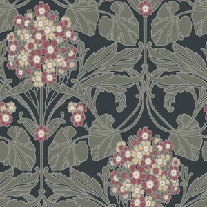Arts and Crafts Floral Olive Pink White Black Wallpaper - Wallpaper Arts and Crafts Floral Olive Pink White Black Wallpaper - Wallpaper