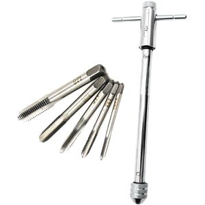 Sodial 3x(Long Adjustable Silver T-Handle Ratchet Tap Wrench With 5 M3-M8 3mm-8mm5382 Sodial 3x(Long Adjustable Silver T-Handle Ratchet Tap Wrench With 5 M3-M8 3mm-8mm5382