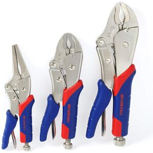 Workpro 3 Piece Locking Pliers Set Cr V Steel Mole Grips Quick Release & Self Workpro 3 Piece Locking Pliers Set Cr V Steel Mole Grips Quick Release & Self
