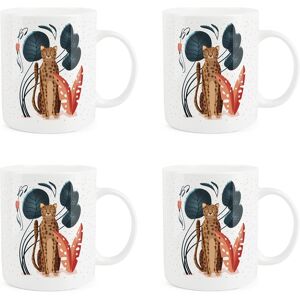 Purely Home Exotic Cheetah Mugs - Jungle Gift For Animal Lovers Bone China Cups Set Of 4 Purely Home Exotic Cheetah Mugs - Jungle Gift For Animal Lovers Bone China Cups Set Of 4