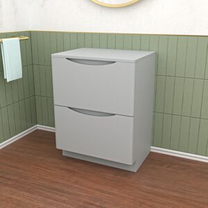 Nes Home Matte Grey 600mm 2 Drawer Work Top Freestanding Vanity Unit Bathroom Nes Home Matte Grey 600mm 2 Drawer Work Top Freestanding Vanity Unit Bathroom