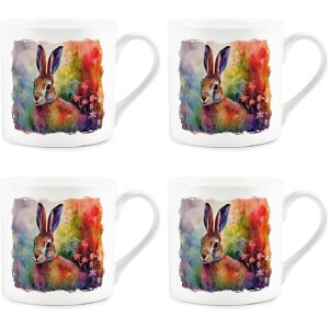 Purely Home Vivid Hare Mugs - Countryside Gifts For Animal Lovers - Bone China Cups Set Of 4 Purely Home Vivid Hare Mugs - Countryside Gifts For Animal Lovers - Bone China Cups Set Of 4