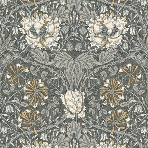 Et12608 - Arts And Crafts Ogee Flora Charcoal Cream Yellow Galerie Wallpaper Et12608 - Arts And Crafts Ogee Flora Charcoal Cream Yellow Galerie Wallpaper
