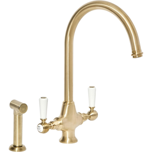 Does Not Apply Elizabeth Traditional Lever Handle Kitchen Sink Mixer Tap Swivel Spout Spray - B Does Not Apply Elizabeth Traditional Lever Handle Kitchen Sink Mixer Tap Swivel Spout Spray - B