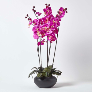Does Not Apply Large Oriental Style Cerise Orchid With Silk Flowers In Black Round Planter Pot Does Not Apply Large Oriental Style Cerise Orchid With Silk Flowers In Black Round Planter Pot