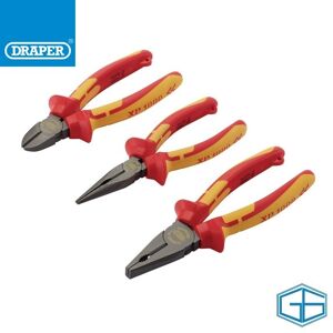 Draper Expert Vde Plier Set Insulated Long Nose Combination Side Cutter, 99070 Draper Expert Vde Plier Set Insulated Long Nose Combination Side Cutter, 99070