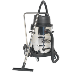Sealey Vacuum Cleaner Industrial Wet & Dry 77l Stainless Steel Drum With Swivel Emptyin Sealey Vacuum Cleaner Industrial Wet & Dry 77l Stainless Steel Drum With Swivel Emptyin