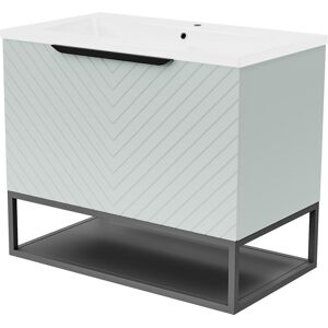 Willesden Bathrooms Green 800mm Wall Hung Drawers Basin Vanity Black Frame & Handle Willesden Bathrooms Green 800mm Wall Hung Drawers Basin Vanity Black Frame & Handle