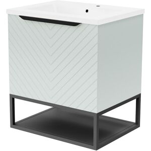 Willesden Bathrooms 600mm Wall Hung Green Drawers Basin Vanity Black Frame & Handle Willesden Bathrooms 600mm Wall Hung Green Drawers Basin Vanity Black Frame & Handle