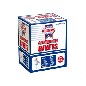 Faithfull Aluminium Rivets - 4mm x 7mm - Pack of 1000 Faithfull Aluminium Rivets - 4mm x 7mm - Pack of 1000