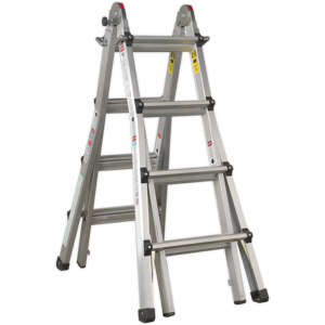 Aluminium Telescopic Ladder 4-Way En 131 Adjustable Height - Sealey Afpl3 New Aluminium Telescopic Ladder 4-Way En 131 Adjustable Height - Sealey Afpl3 New