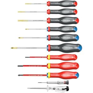 Facom At.11pb Protwist® 11 Piece Slotted, Pozi & Vde Insulated Screwdriver Set Facom At.11pb Protwist® 11 Piece Slotted, Pozi & Vde Insulated Screwdriver Set