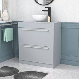 Nes Home Matte Grey 800mm Vanity Cabinet & Modern Round Counter Top Basin Sink Nes Home Matte Grey 800mm Vanity Cabinet & Modern Round Counter Top Basin Sink