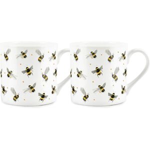 Purely Home Bone China - Flying Hand-Painted Watercolour Bees - Tea/coffee Mugs - Set Of 2 Purely Home Bone China - Flying Hand-Painted Watercolour Bees - Tea/coffee Mugs - Set Of 2