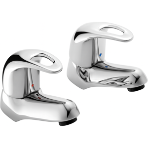 Evg Della Basin Tap Pair Chrome Twin Lever Bathroom Taps Evg Della Basin Tap Pair Chrome Twin Lever Bathroom Taps