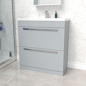 Nes Home 800mm Matte Grey 2 Drawers Basin Vanity Unit Nes Home 800mm Matte Grey 2 Drawers Basin Vanity Unit