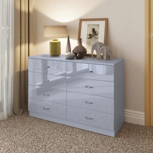 Fwstyle Grey Gloss 8 Drawer Chest of Drawers - Chest of Drawers Fwstyle Grey Gloss 8 Drawer Chest of Drawers - Chest of Drawers