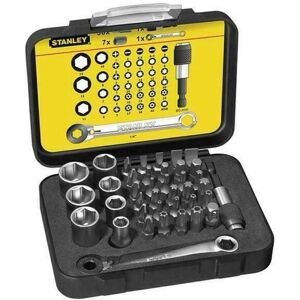 Stanley Tools Bit & Socket Set Of 39 + Ratchet End Metric 1/4 Drive Sta113907 Stanley Tools Bit & Socket Set Of 39 + Ratchet End Metric 1/4 Drive Sta113907