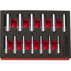 Boxo 13 Piece 1/4in Drive Deep 6pt Socket Set In Eva Foam 4 - 14mm Bx257-R2 Boxo 13 Piece 1/4in Drive Deep 6pt Socket Set In Eva Foam 4 - 14mm Bx257-R2