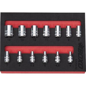 Boxo 13 Piece 1/4in Drive Shallow 12pt Socket Set In Eva Foam 4 - 14mm Bx254-R2 Boxo 13 Piece 1/4in Drive Shallow 12pt Socket Set In Eva Foam 4 - 14mm Bx254-R2
