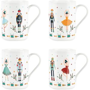 Purely Home Bone China Nutcracker Mugs - Set Of 4 - Tea/coffee - Perfect Present Purely Home Bone China Nutcracker Mugs - Set Of 4 - Tea/coffee - Perfect Present