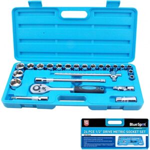 Bluespot 24pcs Metric Socket Set Ratchet Extention Bar 1/2" Drive 10-32mm Bluespot 24pcs Metric Socket Set Ratchet Extention Bar 1/2" Drive 10-32mm