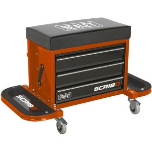 Mechanic'S Utility Seat & Toolbox - Orange - Sealey Scr18o New Mechanic'S Utility Seat & Toolbox - Orange - Sealey Scr18o New