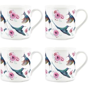 Purely Home Hummingbirds Bone China Mugs - Pink Floral Gifts For Bird Lovers Set Of 4 Purely Home Hummingbirds Bone China Mugs - Pink Floral Gifts For Bird Lovers Set Of 4