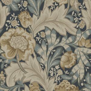 Et12308 - Arts And Crafts Acanthus Garden Midnight Blue Beige Galerie Wallpaper Et12308 - Arts And Crafts Acanthus Garden Midnight Blue Beige Galerie Wallpaper