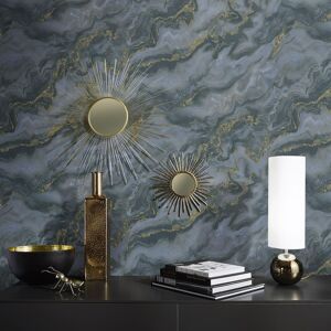 Erismann Blue Marble Wallpaper Mystic Spell Vinyl Navy / Gold 10447-08 Elle Decoration Erismann Blue Marble Wallpaper Mystic Spell Vinyl Navy / Gold 10447-08 Elle Decoration