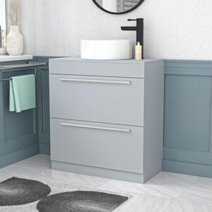 Nes Home Matte Grey 800mm Vanity Cabinet & Round Counter Top Basin Sink Nes Home Matte Grey 800mm Vanity Cabinet & Round Counter Top Basin Sink