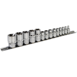Trx-Star* Socket Set 14pc 1/4\", 3/8\" & 1/2\"Sq Drive E4-E24 - Sealey Ak618 New Trx-Star* Socket Set 14pc 1/4\", 3/8\" & 1/2\"Sq Drive E4-E24 - Sealey Ak618 New