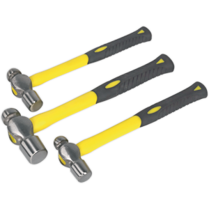 Ball Pein Hammer Set 3pc With Fibreglass Shafts - Sealey Ak2031 New Ball Pein Hammer Set 3pc With Fibreglass Shafts - Sealey Ak2031 New