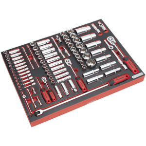 Tool Tray With Socket Set 91pc 1/4\", 3/8\" & 1/2\"Sq Drive - Sealey Tbtp02 New Tool Tray With Socket Set 91pc 1/4\", 3/8\" & 1/2\"Sq Drive - Sealey Tbtp02 New