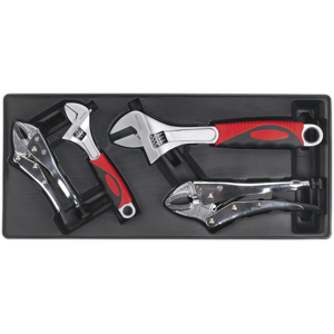 Tool Tray With Locking Pliers & Adjustable Wrench Set 4pc - Sealey Tbt04 New Tool Tray With Locking Pliers & Adjustable Wrench Set 4pc - Sealey Tbt04 New
