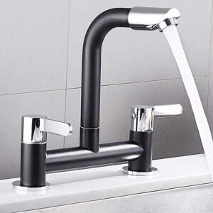 Littleduck Kitchen Sink Taps 2 Hole 1/4 Turn Dual Lever Deck Mounted Hot & Cold Mixer Fauc Littleduck Kitchen Sink Taps 2 Hole 1/4 Turn Dual Lever Deck Mounted Hot & Cold Mixer Fauc