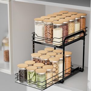 Airujia Pull Out Cabinet Organizer - 2-Tier Height Adjustable Metal Spice Rack, Airujia Pull Out Cabinet Organizer - 2-Tier Height Adjustable Metal Spice Rack,