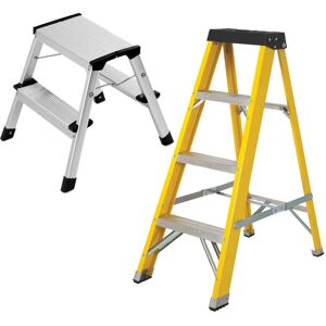Excel Heavy Duty 3 Tread Fiberglass Ladder With 2 Step Folding Hop Up Ladder Excel Heavy Duty 3 Tread Fiberglass Ladder With 2 Step Folding Hop Up Ladder