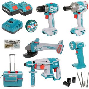 Total Li-Ion 20v Industrial Combo Kit (With 2 X Batteries & Charger) - Tckli2058 Total Li-Ion 20v Industrial Combo Kit (With 2 X Batteries & Charger) - Tckli2058