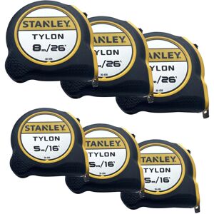Stanley 6 Pack 3 X 5m 16ft 30-696 + 3 8m 26ft 30-656 Tylon Pocket Tape Measures Stanley 6 Pack 3 X 5m 16ft 30-696 + 3 8m 26ft 30-656 Tylon Pocket Tape Measures