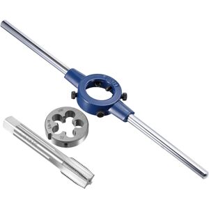 Uxcell 5/8-18 Unf Thread Tap And Round Die Set With 38mm Die Stock Handle Wrench Uxcell 5/8-18 Unf Thread Tap And Round Die Set With 38mm Die Stock Handle Wrench